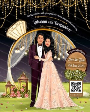 Engagement Wedding Caricature Invitation c19