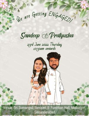 Indian Wedding Caricature Invitation c44